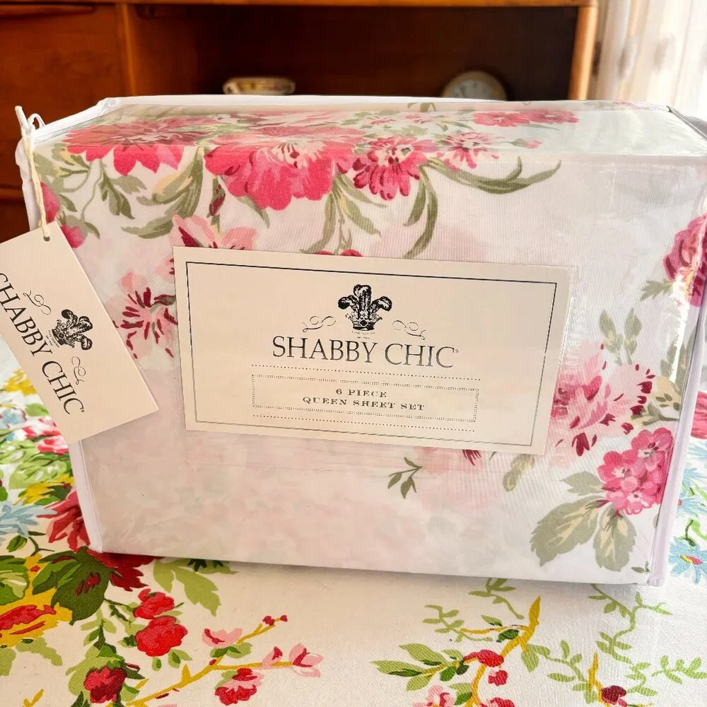 RACHEL ASHWELL SHABBY CHIC Queen Floral Polyester Cool 4 PillowCASES 6 Piece Set